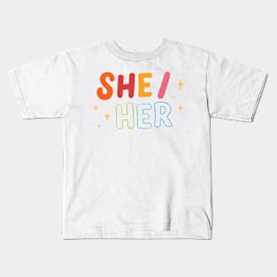 she/her LGBT Pride Kids T-Shirt